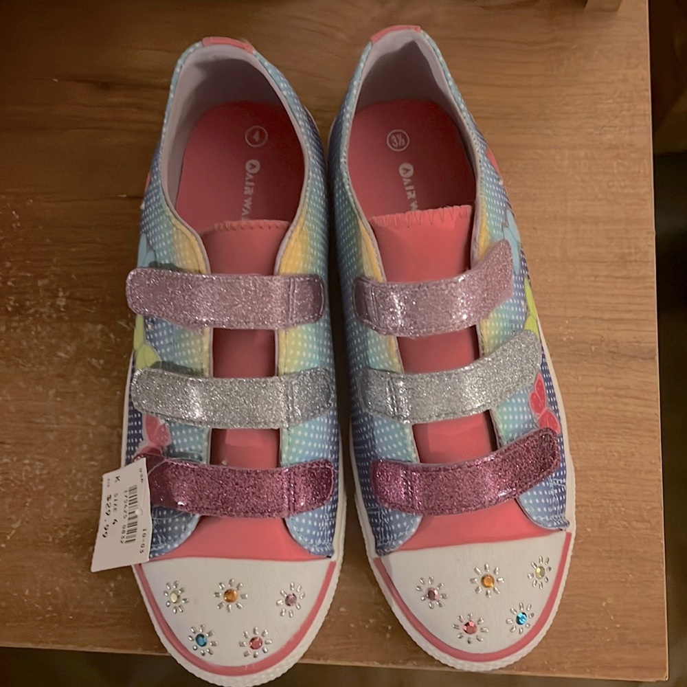 Rainbow and butterfly light up Velcro shoes